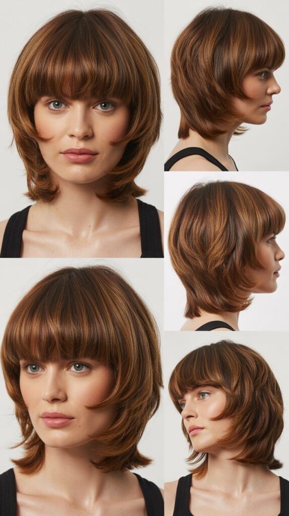 Stacked Layers With Heavy Bangs