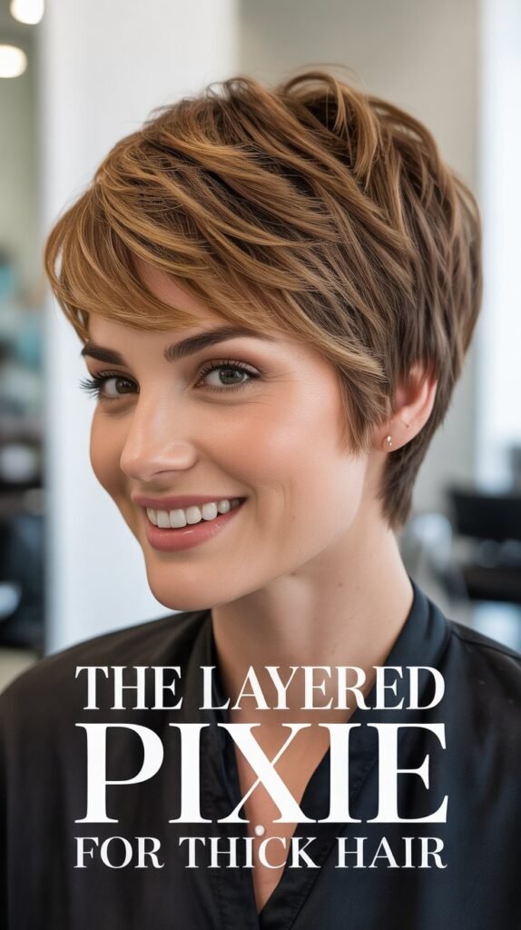 The Layered Pixie for Thick Hair