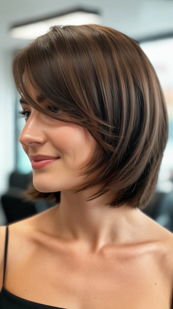 Stacked Midi With Side Bangs