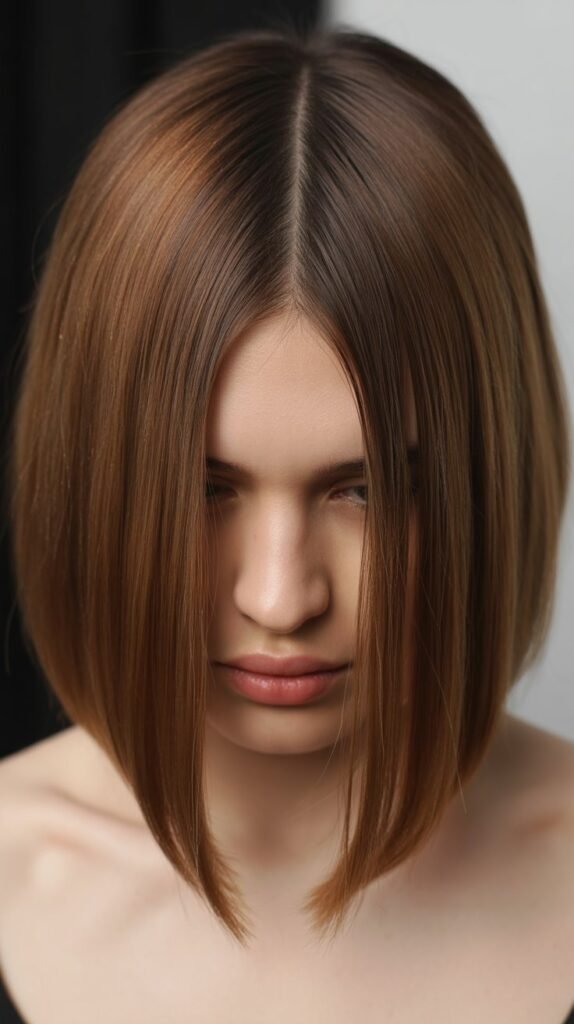 Blunt Lob with Middle Part