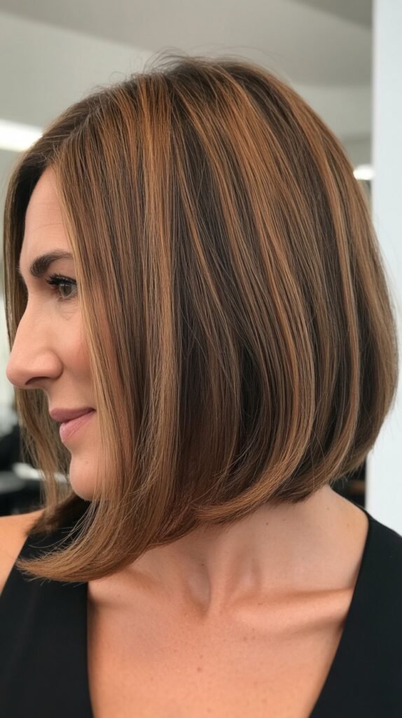 Long Bob with Caramel Highlights