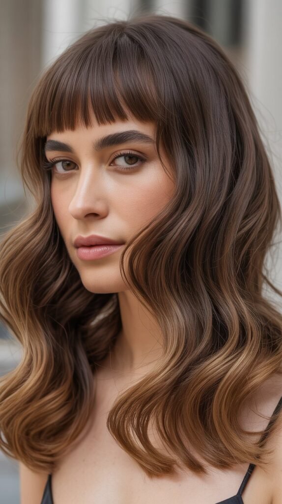 Micro Bangs with Loose, Flowing Waves