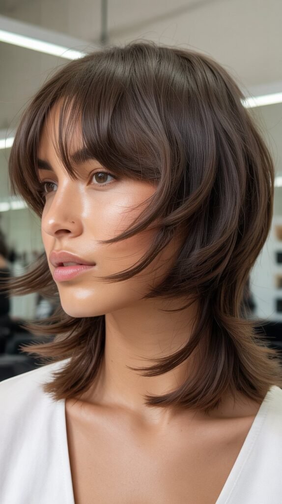 Curtain Bangs with Disconnected Undercut