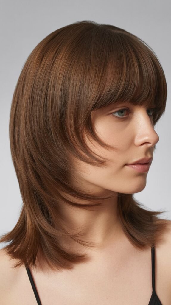 Medium Layers with Rounded Bangs