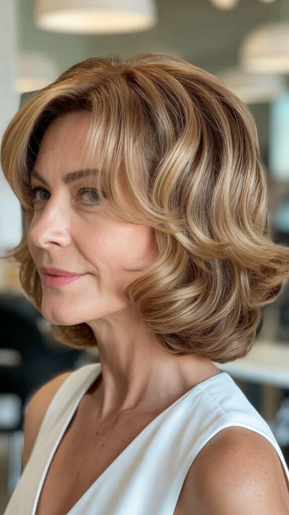 Wavy Bob with Side Bangs for Textured Volume