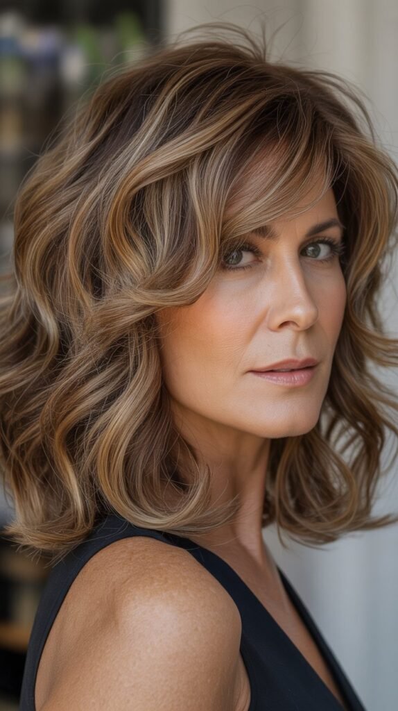 Wavy Shag with Caramel Highlights