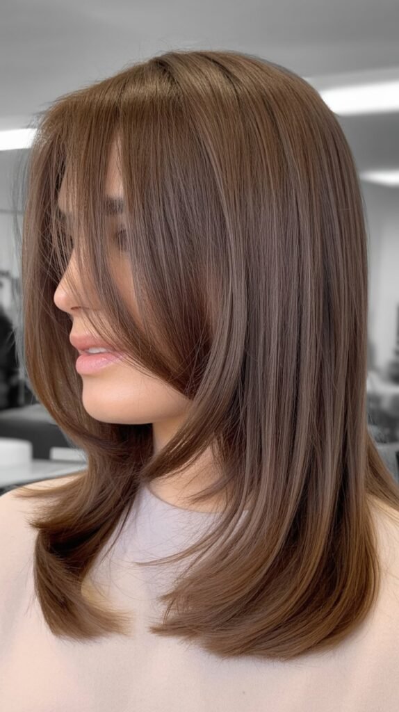 Graduated Layers with Long Side-Swept Bangs