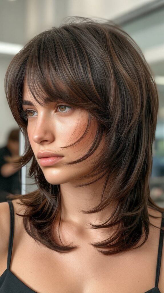 Stacked Layers with Asymmetrical Bangs