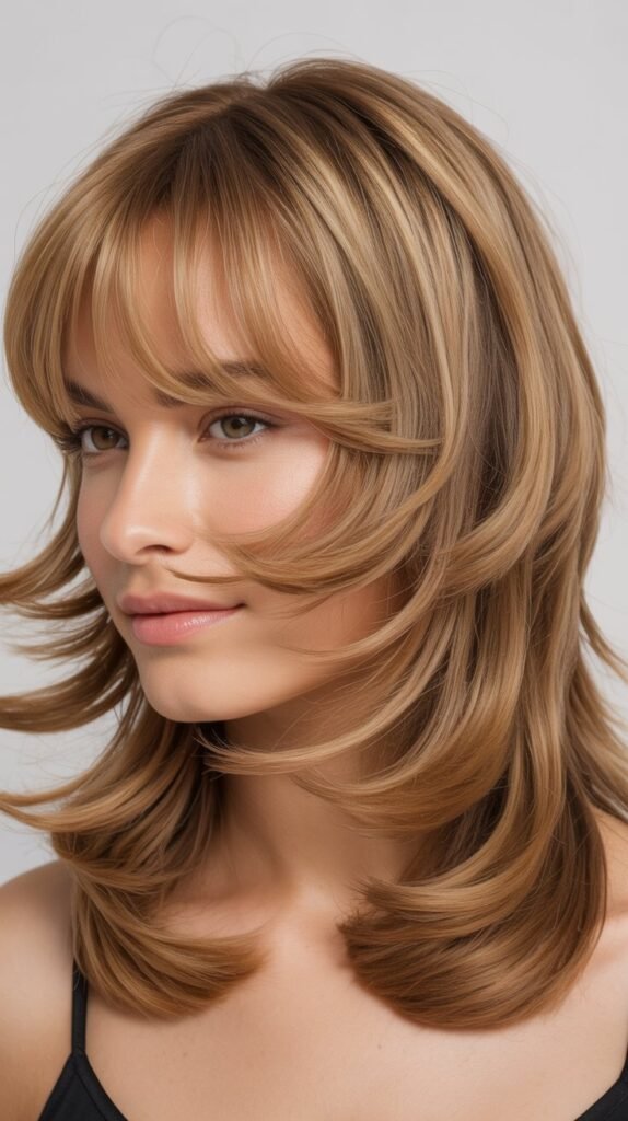 Curtain Bangs with Graduated Layers