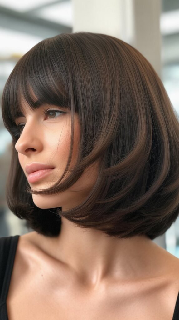 Voluminous Bob With Arched Fringe