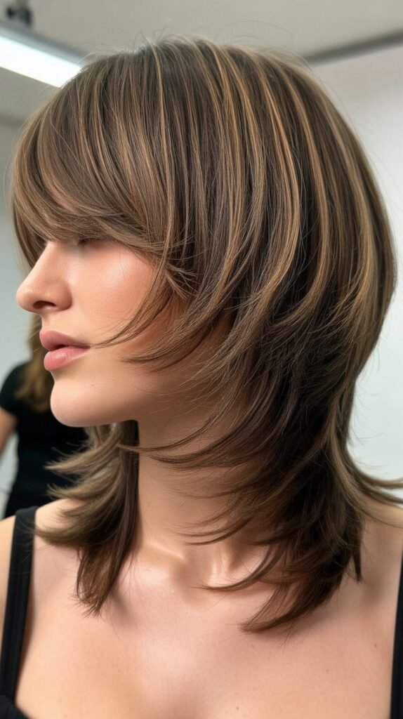 Shag With Graduated Layers and Side Bangs