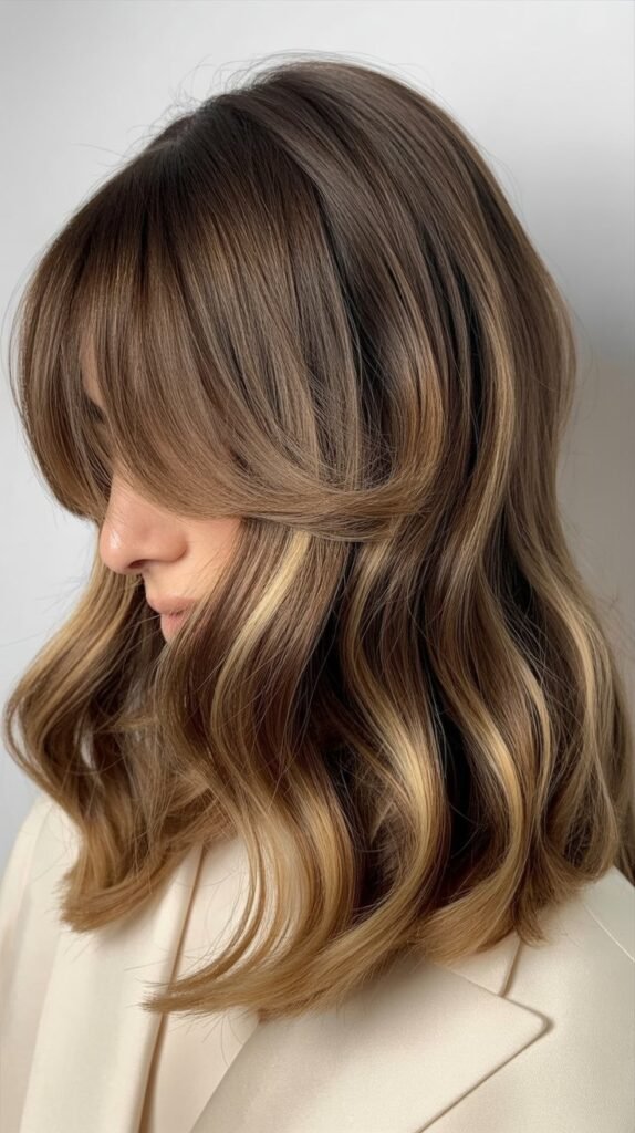 Curtain Bangs with Subtle Highlights