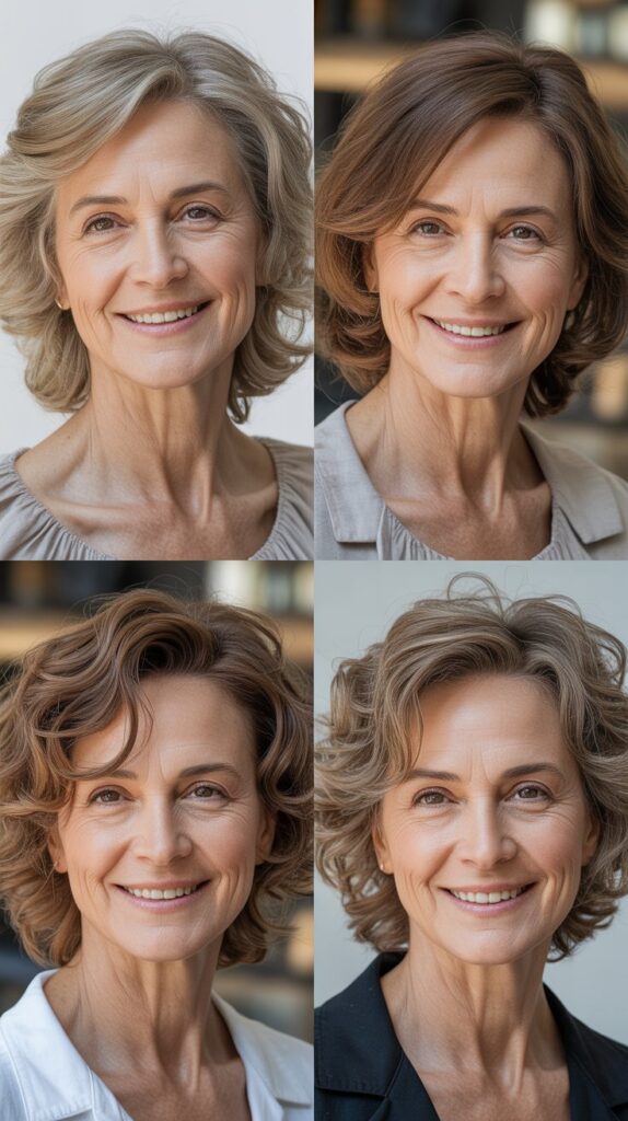 41 Modern Sassy Medium-Length Hairstyles for Older Women to Try Now 8 Collarbone-Length with Wispy Layers