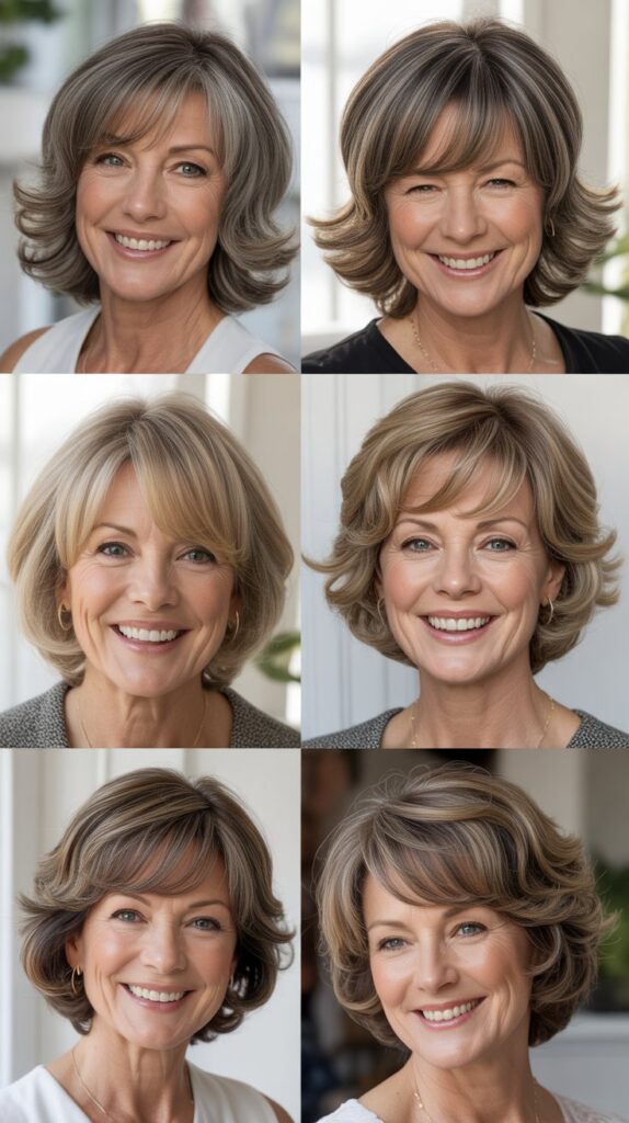  Layered Bob with Curtain Bangs