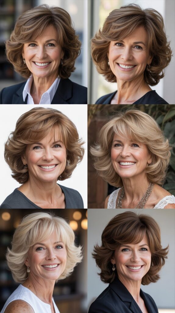 Soft Rounded Bangs with Medium Voluminous Layers