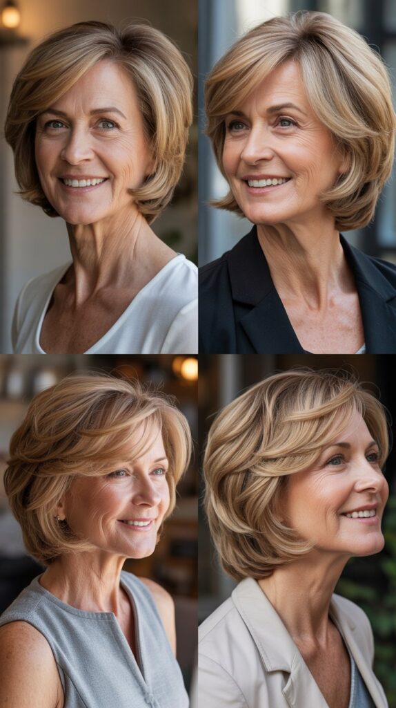27 Short Bob Hairstyles for Women Over 50 with Fine Hair That Look Full 2 The Layered Bob with Face-Framing Pieces