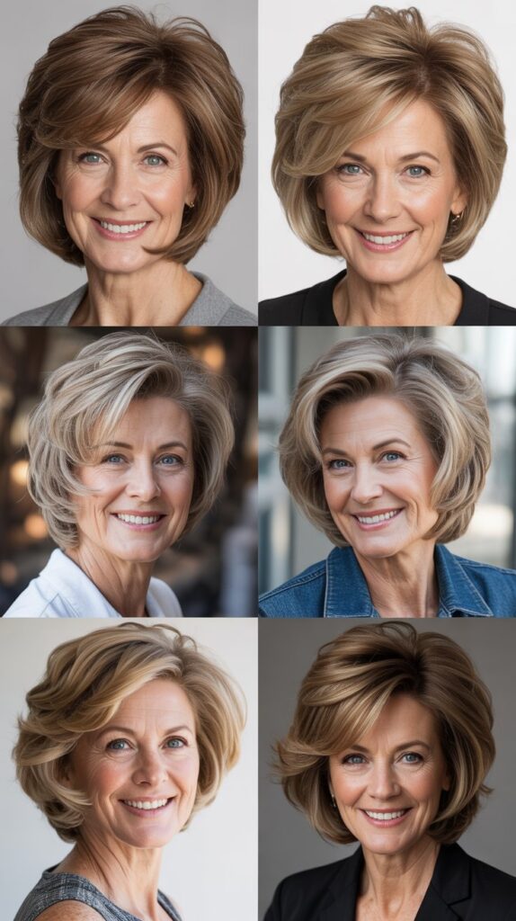 27 Short Bob Hairstyles for Women Over 50 with Fine Hair That Look Full 18 The Bob with Crown Layers
