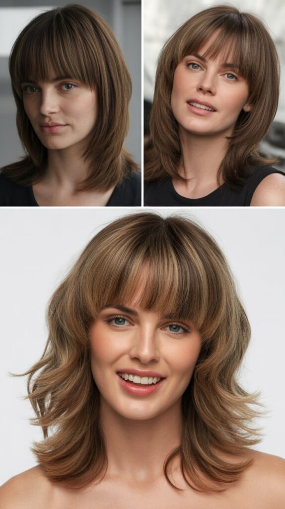 Full Fringe with Medium Layered Hair