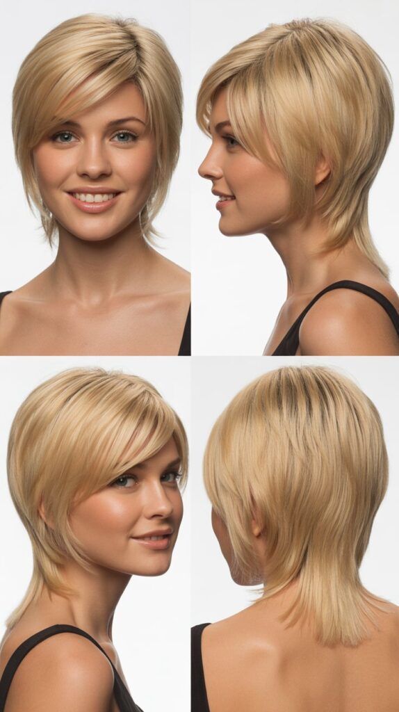 Asymmetrical Layers with Angled Bangs