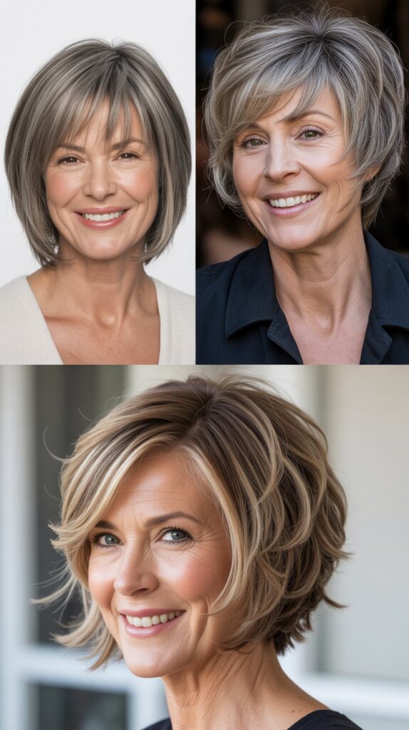 27 Short Bob Hairstyles for Women Over 50 with Fine Hair That Look Full 23 The Piecey Bob