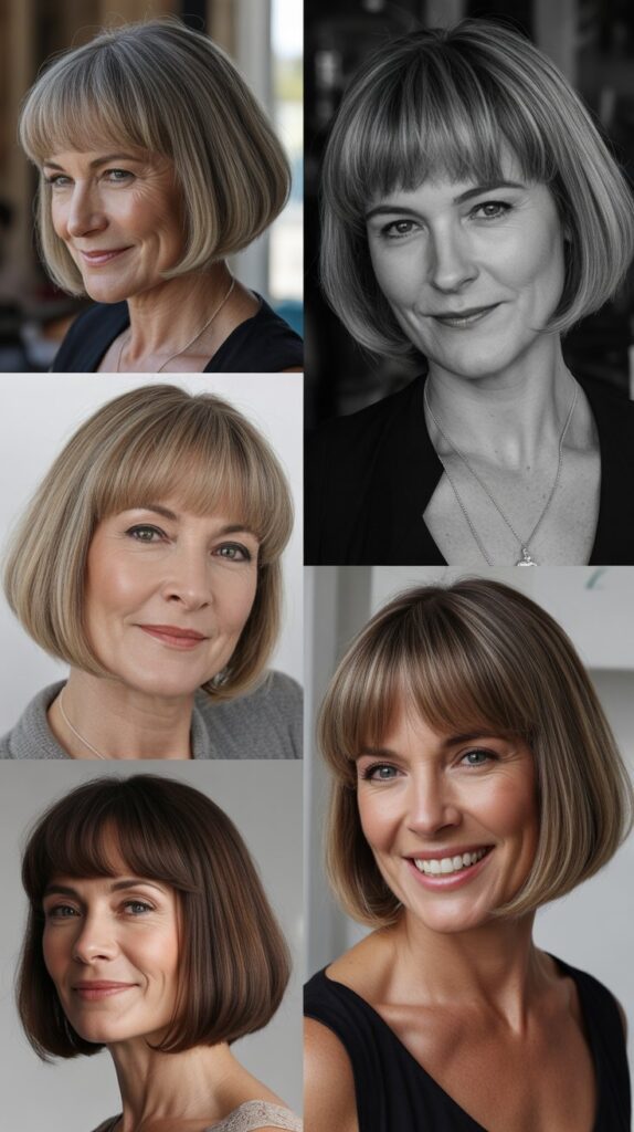 Graduated Full Bangs with Medium A-Line Bob