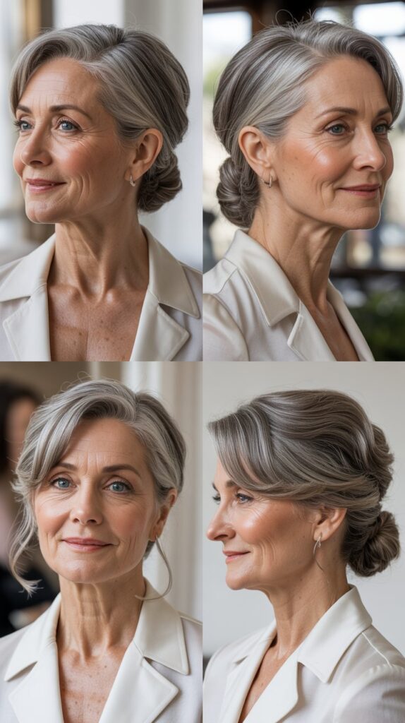 31 Trendy Hairstyles for Women Over 60 That Make You Look Younger 7 The Sleek Low Bun