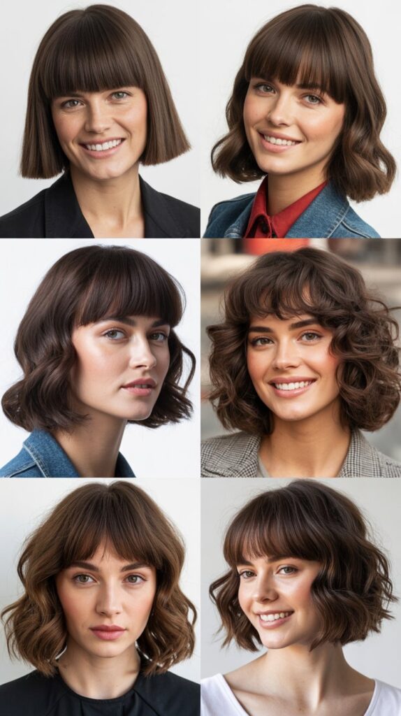 Blunt Curtain Bangs with Defined Waves