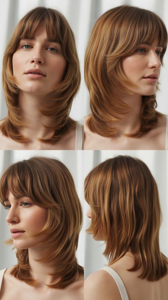 42 Medium Haircuts With Bangs for Thin Hair That Add Volume 32 Layered Midi With Arched Bangs