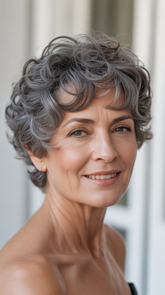 Curly Gray Pixie