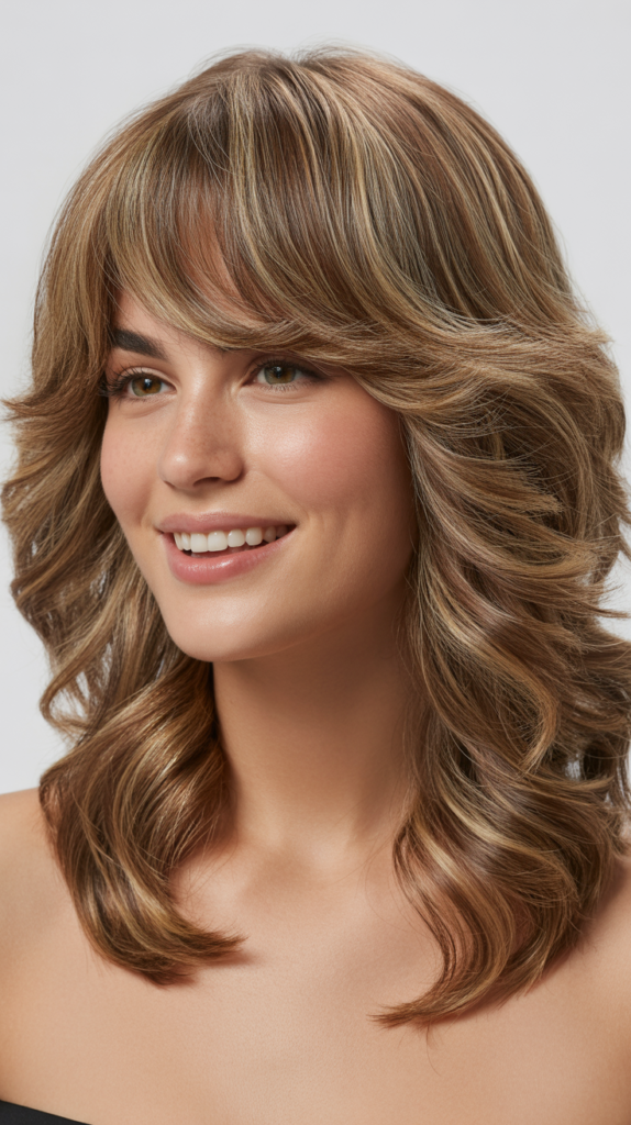  Shaggy Layers with Curtain Bangs