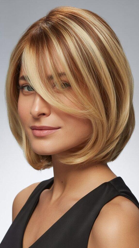 Medium Blonde Graduated Bob with Side Bangs