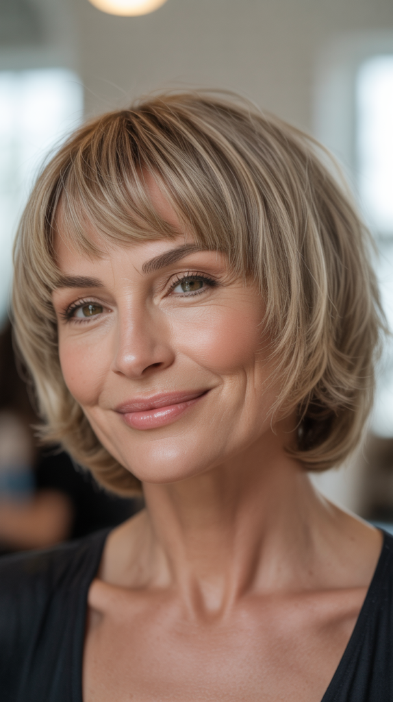 Layered Crop with Baby Bangs