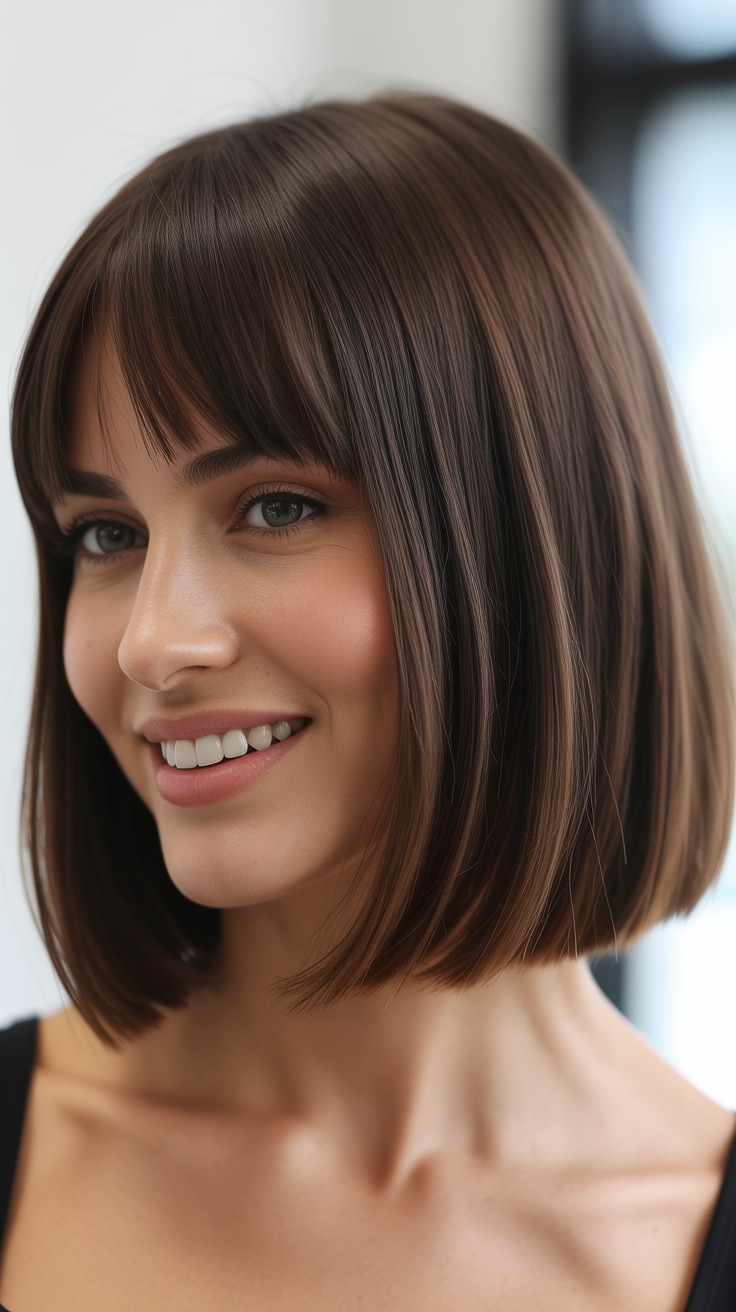 Low-Maintenance Long Bob Haircuts with Bangs That Actually Work