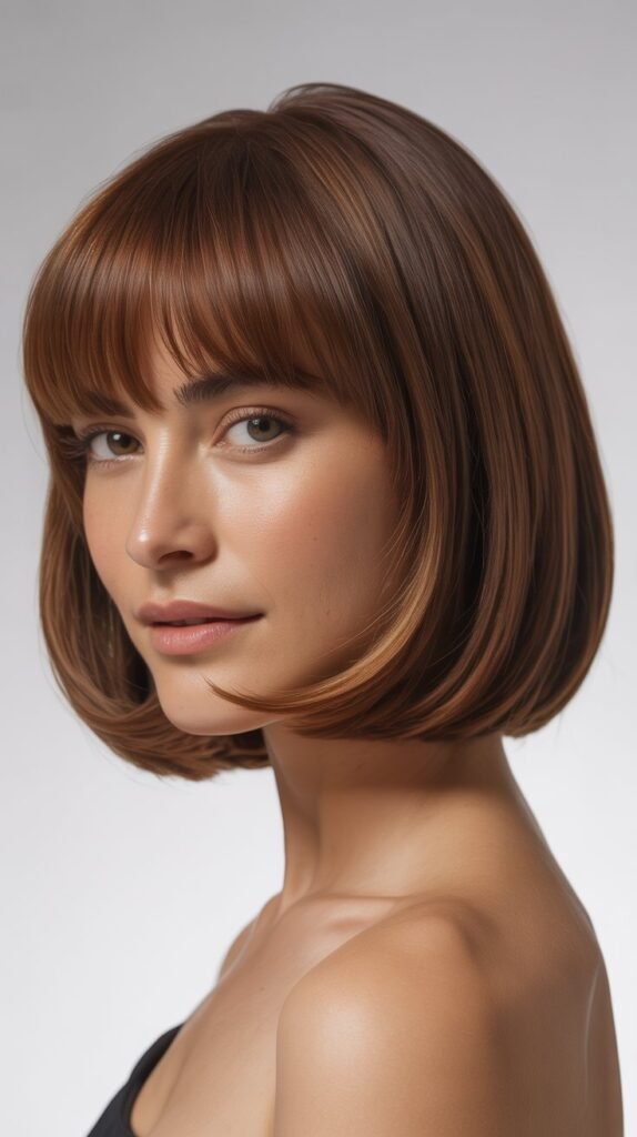 Rounded Bangs with Curved Bob