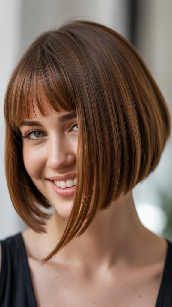 A-Line Bob with Long Swept Bangs