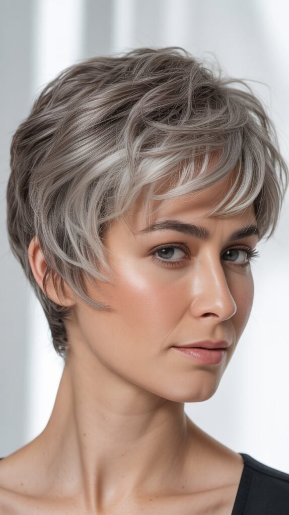 Choppy Pixie With Natural Gray Hair