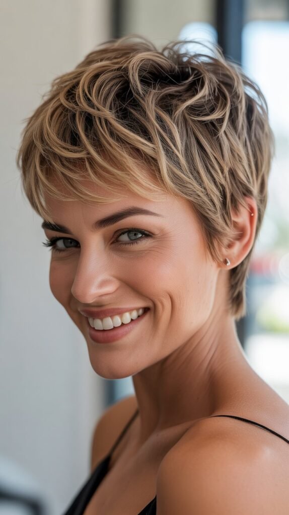 Textured Choppy Pixie with Razored Layers