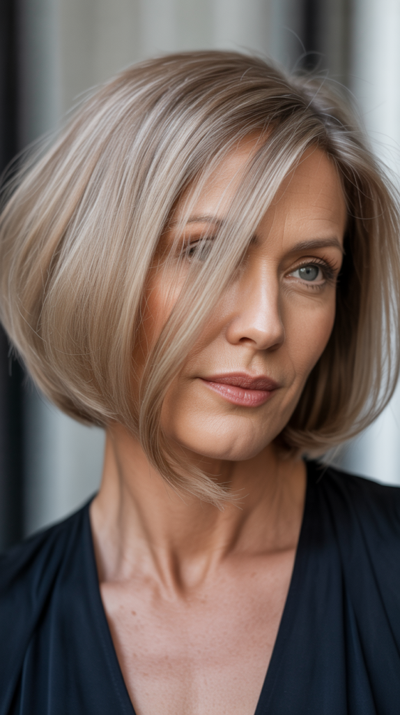 Asymmetrical Bob with Deep Side Part
