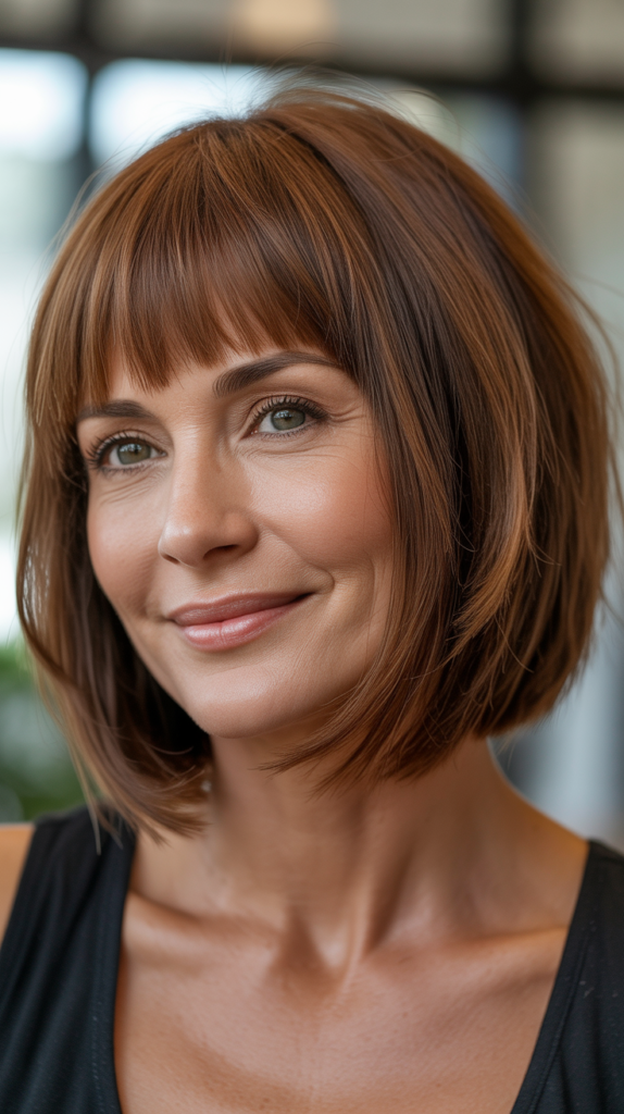 Textured Bob with Blunt Bangs