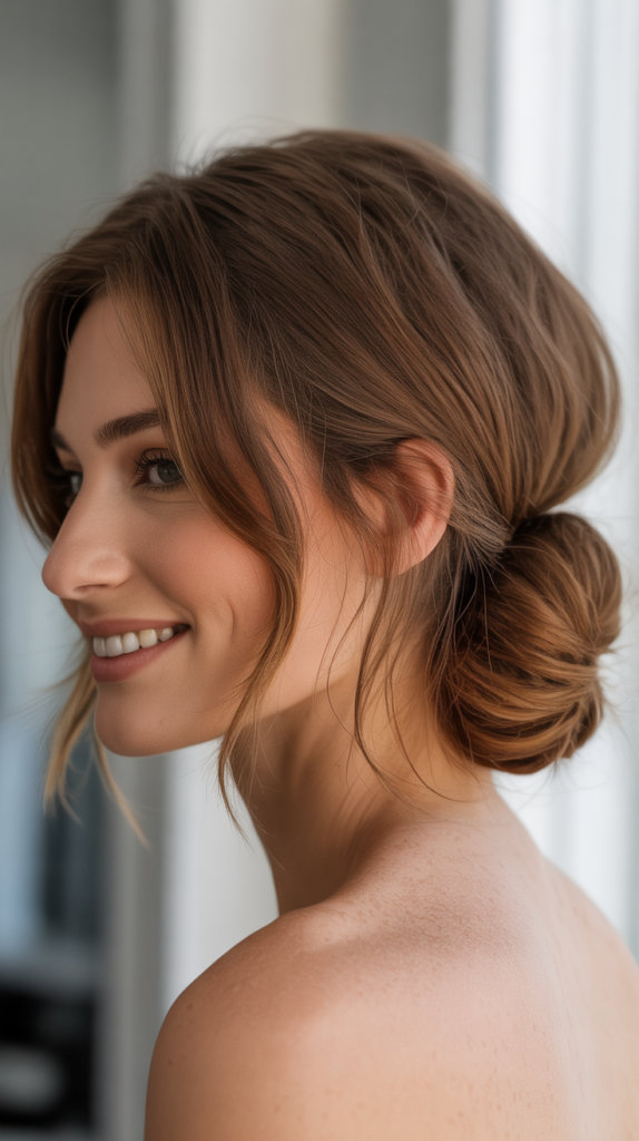 Loose Chignon with Wispy Pieces
