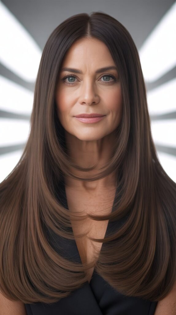 Sleek Center-Parted Long Hair