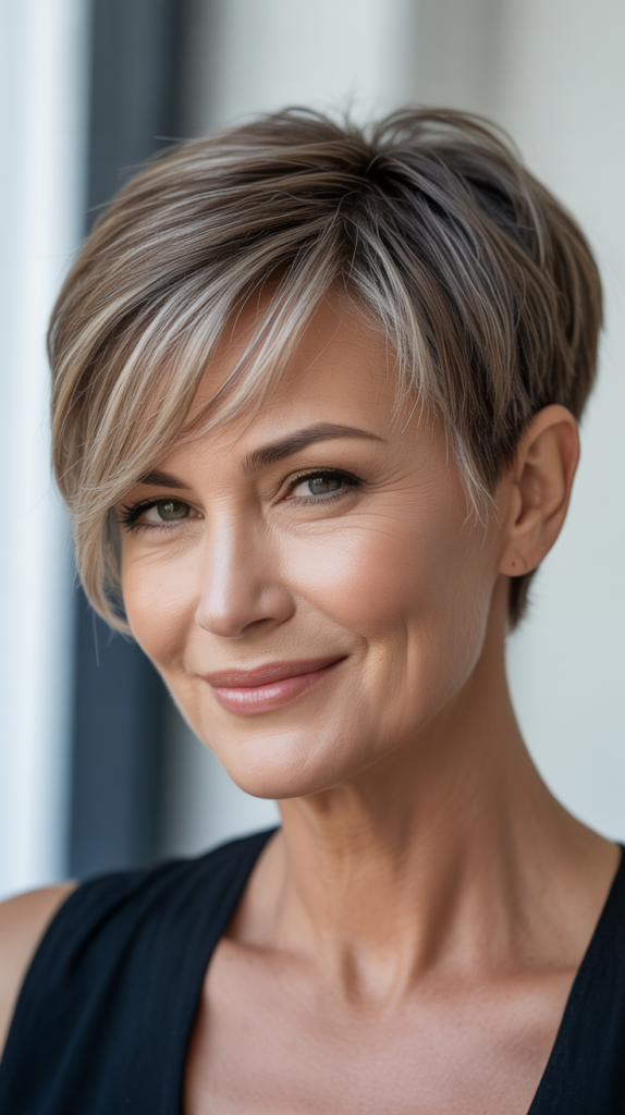  Asymmetrical Pixie with Side-Swept Bangs