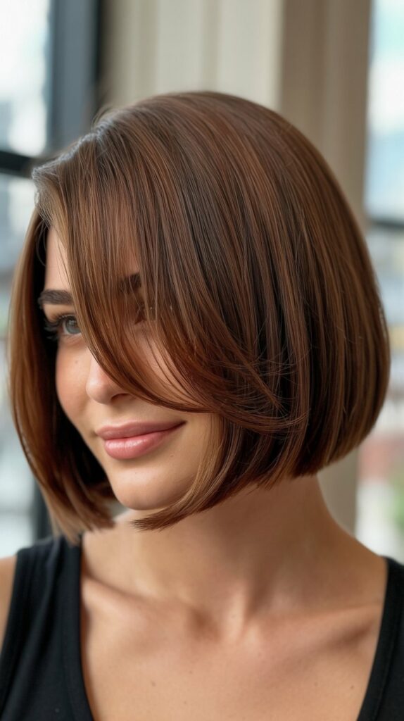 36 Stunning French Bob Haircuts With Bangs for Instant Fashion Edge 17 French Bob With Long Sweeping Bangs