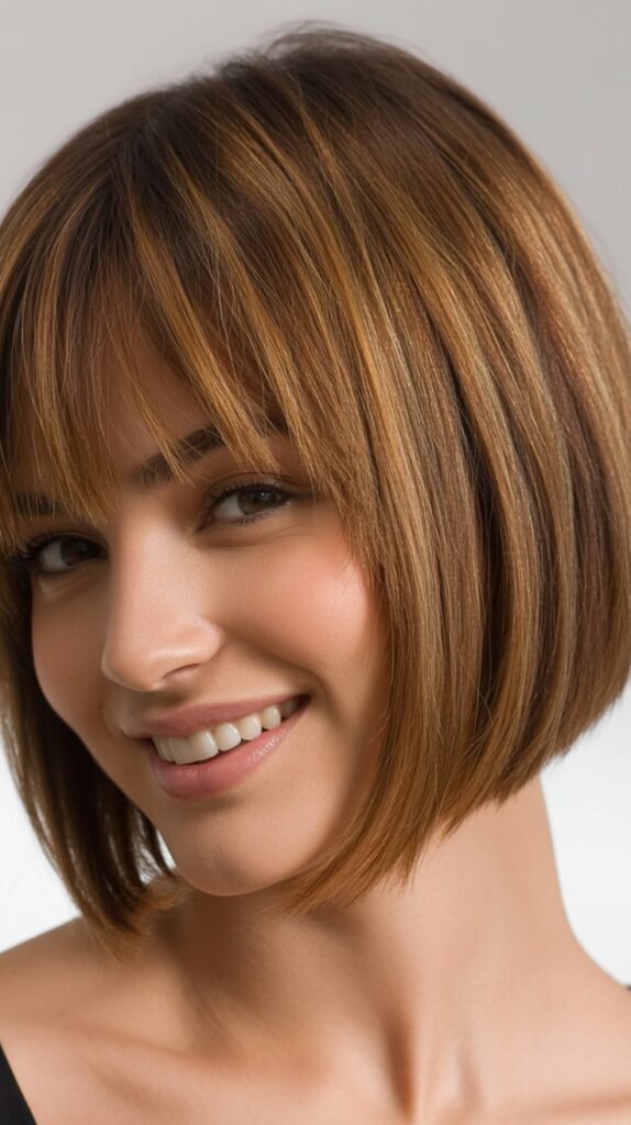 Angled Bob with Feathered Fringe