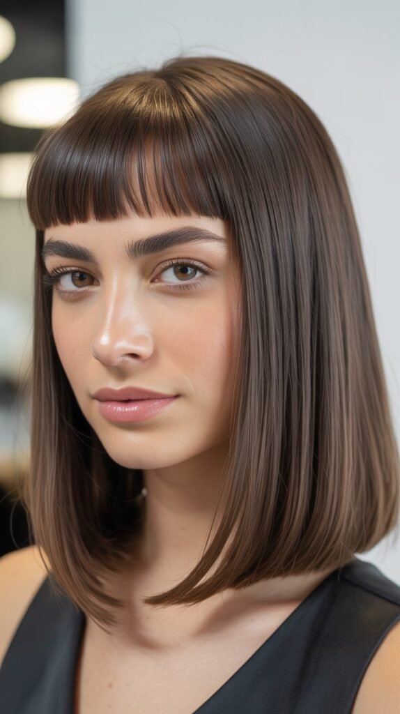 Sleek Midi Cut with Micro Bangs