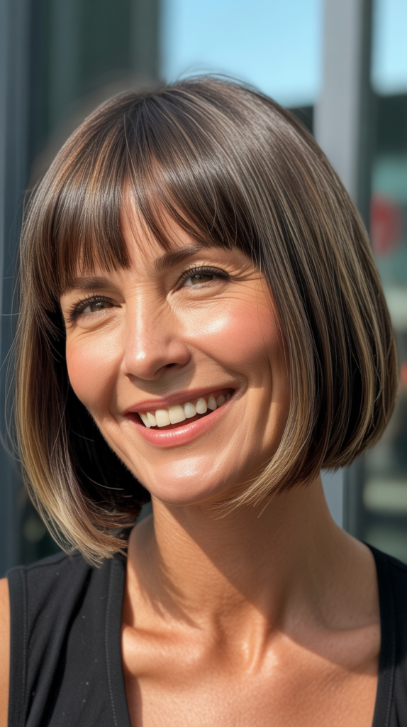 Chin-Length Bob with Blunt Bangs