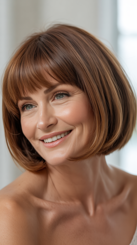 Rounded Bob with Curved Bangs