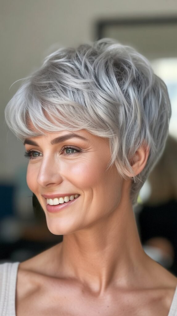 Silver Gray Shaggy Pixie