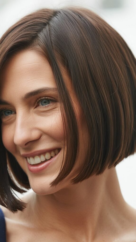 Sleek A-Line Bob with Deep Side Part