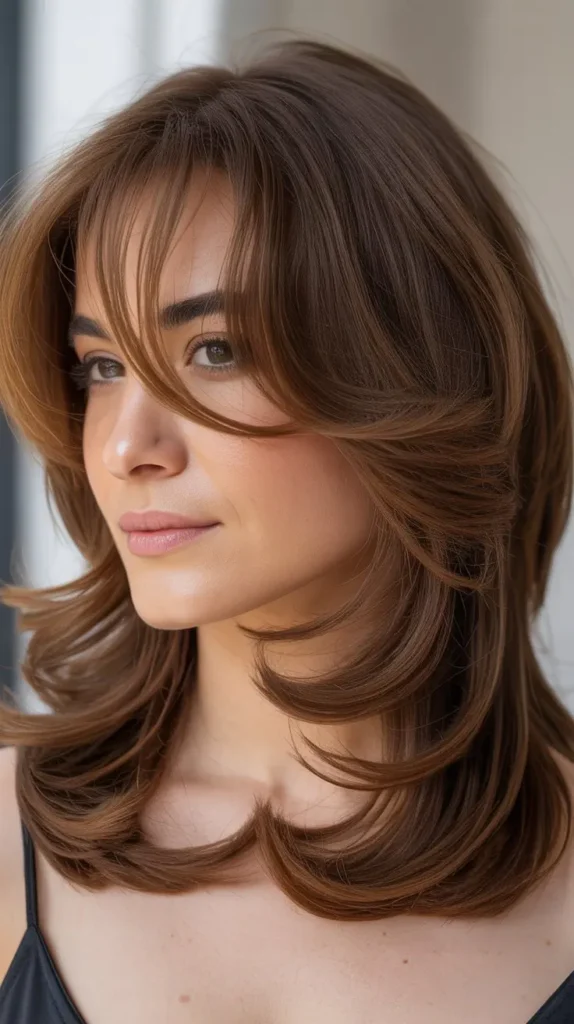 Shoulder-Length Cut With Side-Swept Bangs